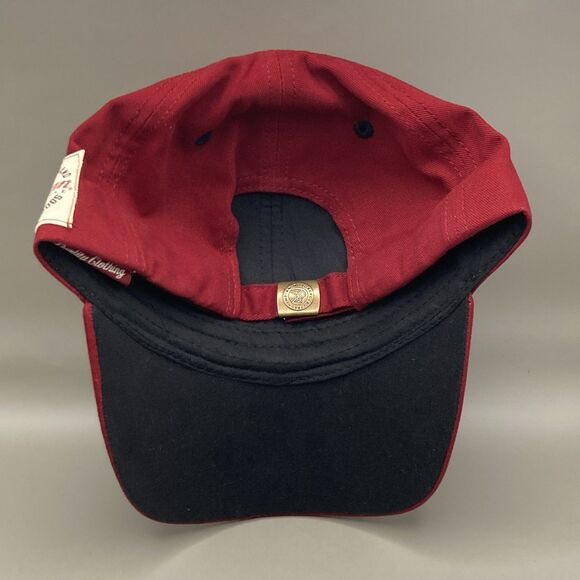 Indian Motorcycle 1901 Circle Patch Hat, Red & Black Strapback Adjustable Cap - Picture 8 of 11